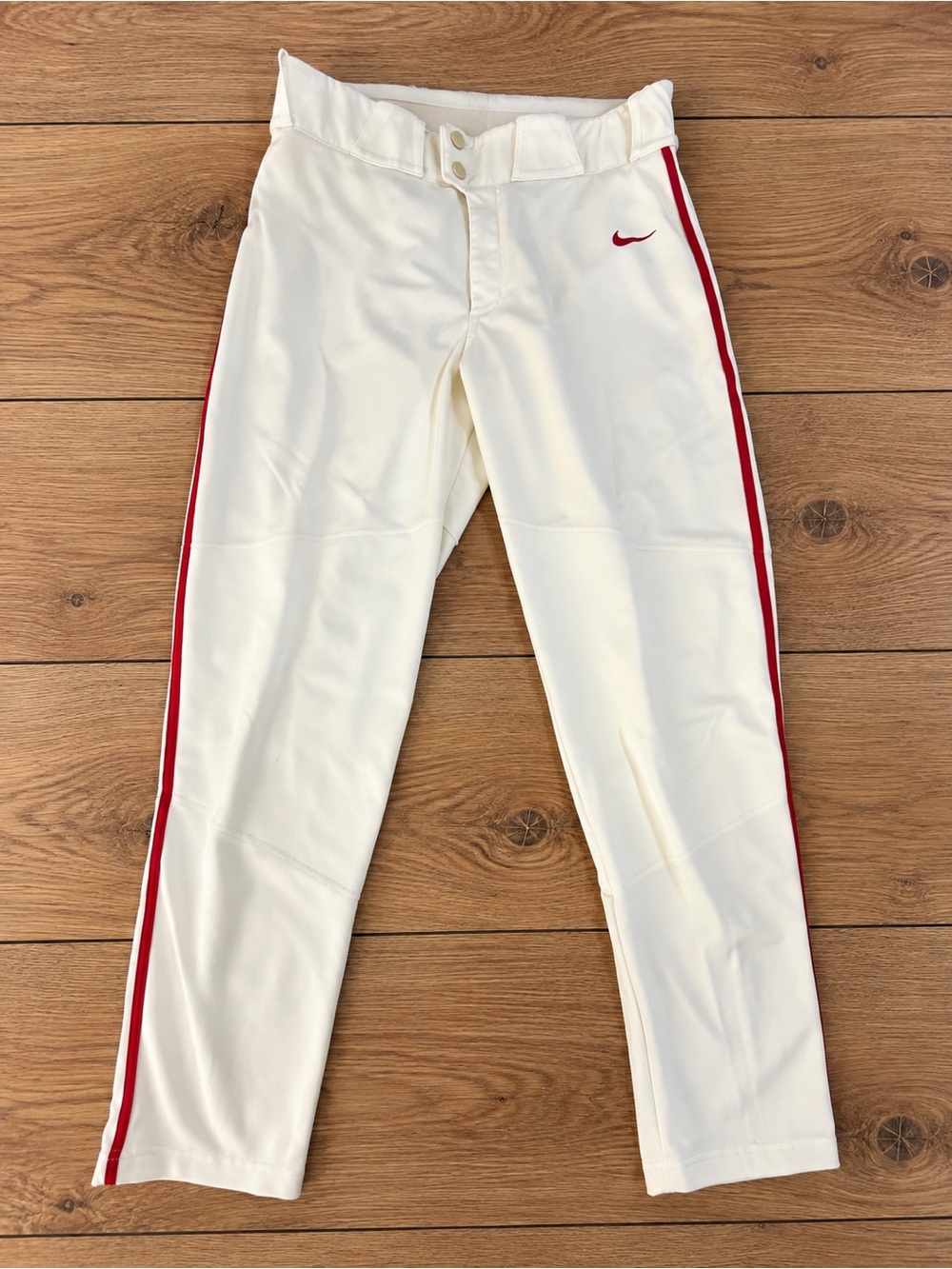 Nike Team Women’s Large White Red Stripe Athletic Pants Snap Waist